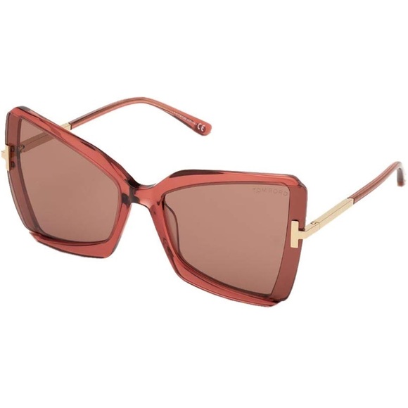Tom Ford GIA FT 0766 TRANSPARENT RED/PINK LIGHT BROWN 63/19/135 women Sunglasses - Picture 1 of 11